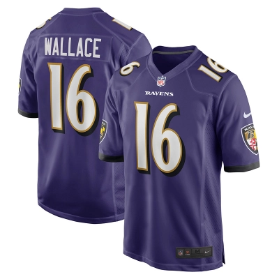 Men's Baltimore Ravens Tylan Wallace Purple Game Jersey 01