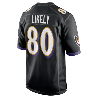 Men's Baltimore Ravens Isaiah Likely Black Alternate Game Jersey 02
