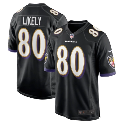 Men's Baltimore Ravens Isaiah Likely Black Alternate Game Jersey 01