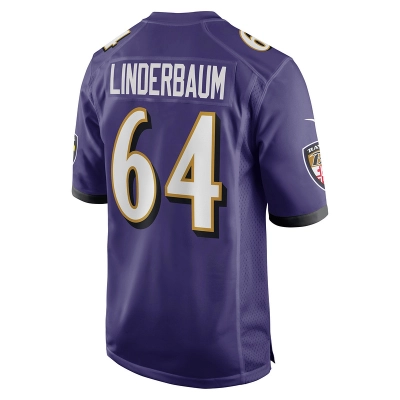 Men's Baltimore Ravens Tyler Linderbaum Purple Player Game Jersey 02