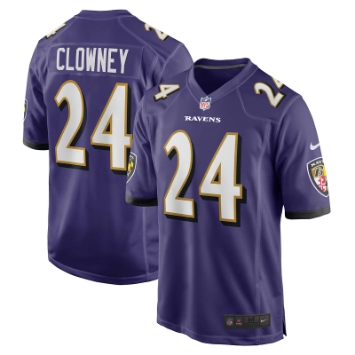 Men's Baltimore Ravens Jadeveon Clowney Purple Game Jersey 01
