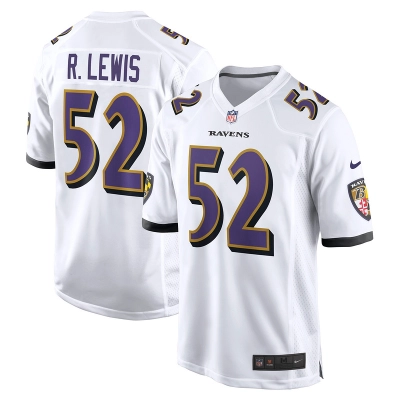  Men's Baltimore Ravens Ray Lewis White Retired Player Game Jersey 01