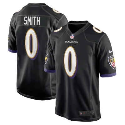 Men's Baltimore Ravens Roquan Smith Black Team Game Jersey 01