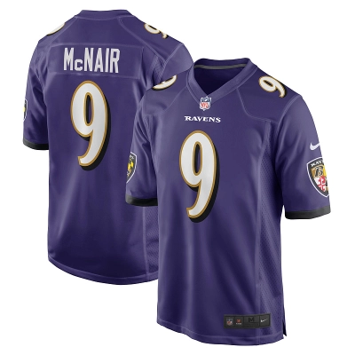 Men's Baltimore Ravens Steve McNair Purple Game Retired Player Jersey 01