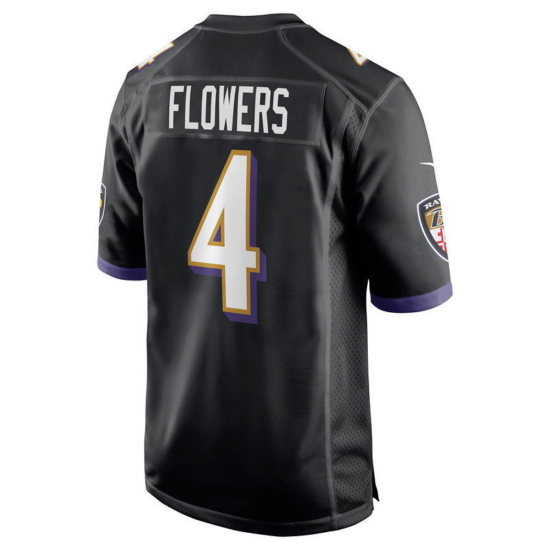 Men's Baltimore Ravens Zay Flowers Black Team Game Jersey