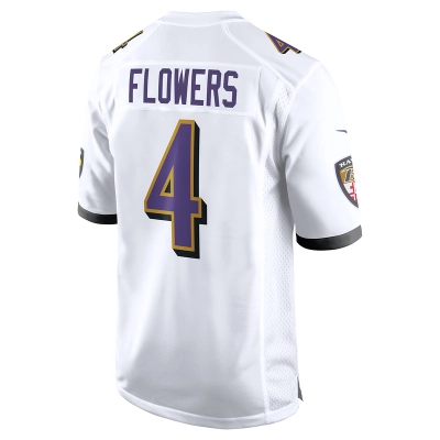 Men's Baltimore Ravens Zay Flowers White Game Jersey 02