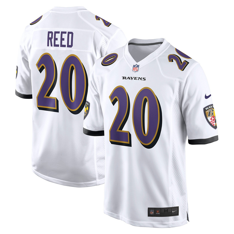 Men's Baltimore Ravens Ed Reed White Retired Player Game Jersey