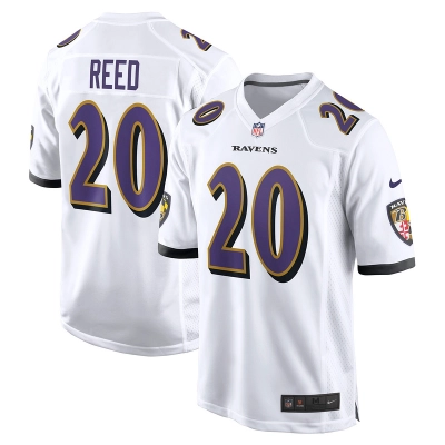 Men's Baltimore Ravens Ed Reed White Retired Player Game Jersey 01