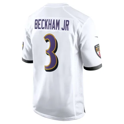 Men's Baltimore Ravens Odell Beckham Jr. White Game Jersey 02