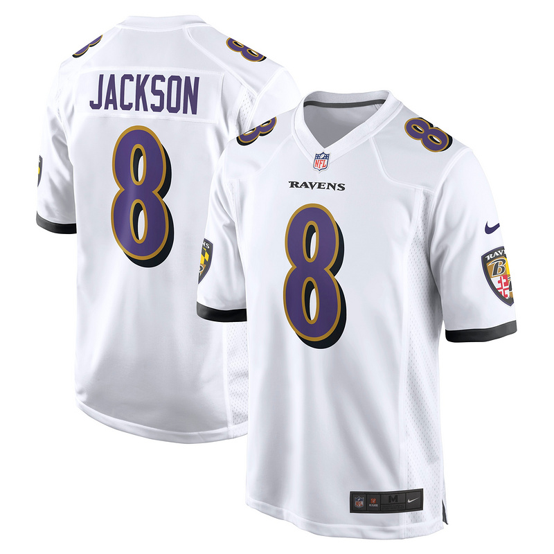 Men's Baltimore Ravens Lamar Jackson White Game Jersey