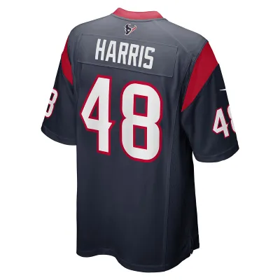 Men's Houston Texans Christian Harris Navy Game Player Jersey 02