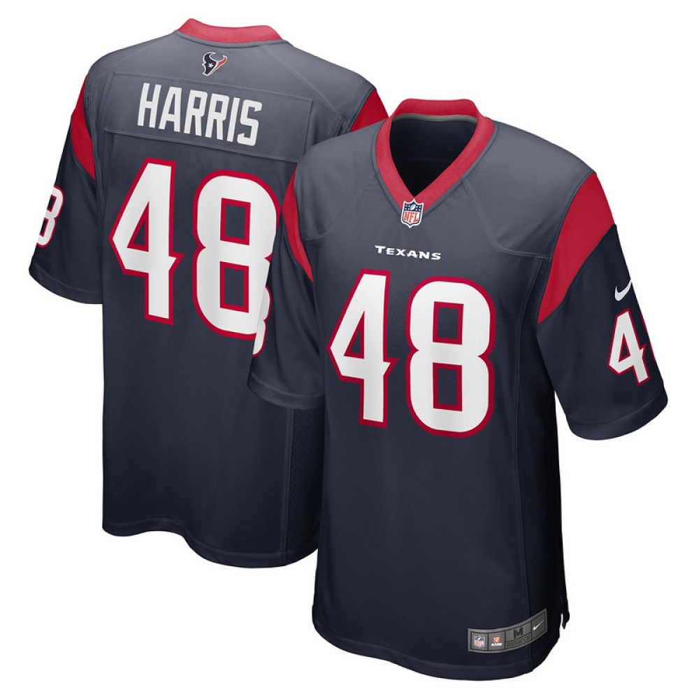 Men's Houston Texans Christian Harris Navy Game Player Jersey