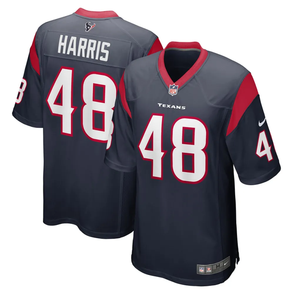 Men's Houston Texans Christian Harris Navy Game Player Jersey