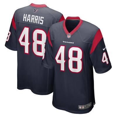 Men's Houston Texans Christian Harris Navy Game Player Jersey 01
