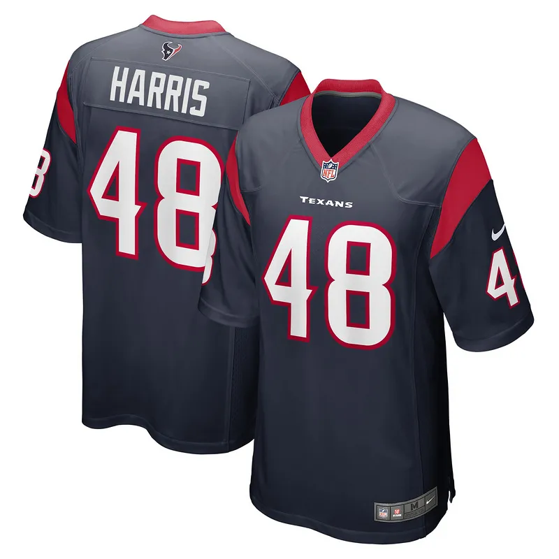 Men's Houston Texans Christian Harris Navy Game Player Jersey
