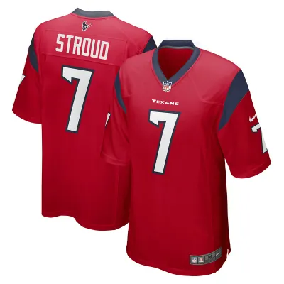 Men's Houston Texans CJ Stroud Red 2023 NFL Draft First Round Pick Alternate Game Jersey 01