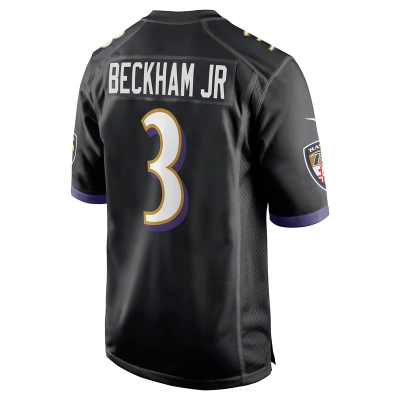Men's Baltimore Ravens Odell Beckham Jr. Black Alternate Game Jersey 02