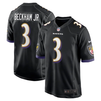 Men's Baltimore Ravens Odell Beckham Jr. Black Alternate Game Jersey 01