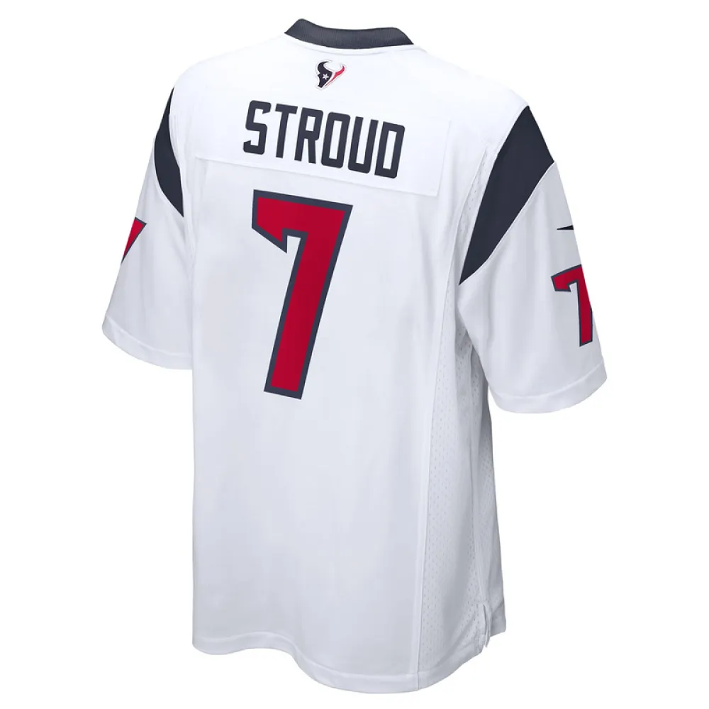 Men's Houston Texans CJ Stroud White 2023 NFL Draft First Round Pick Game Jersey