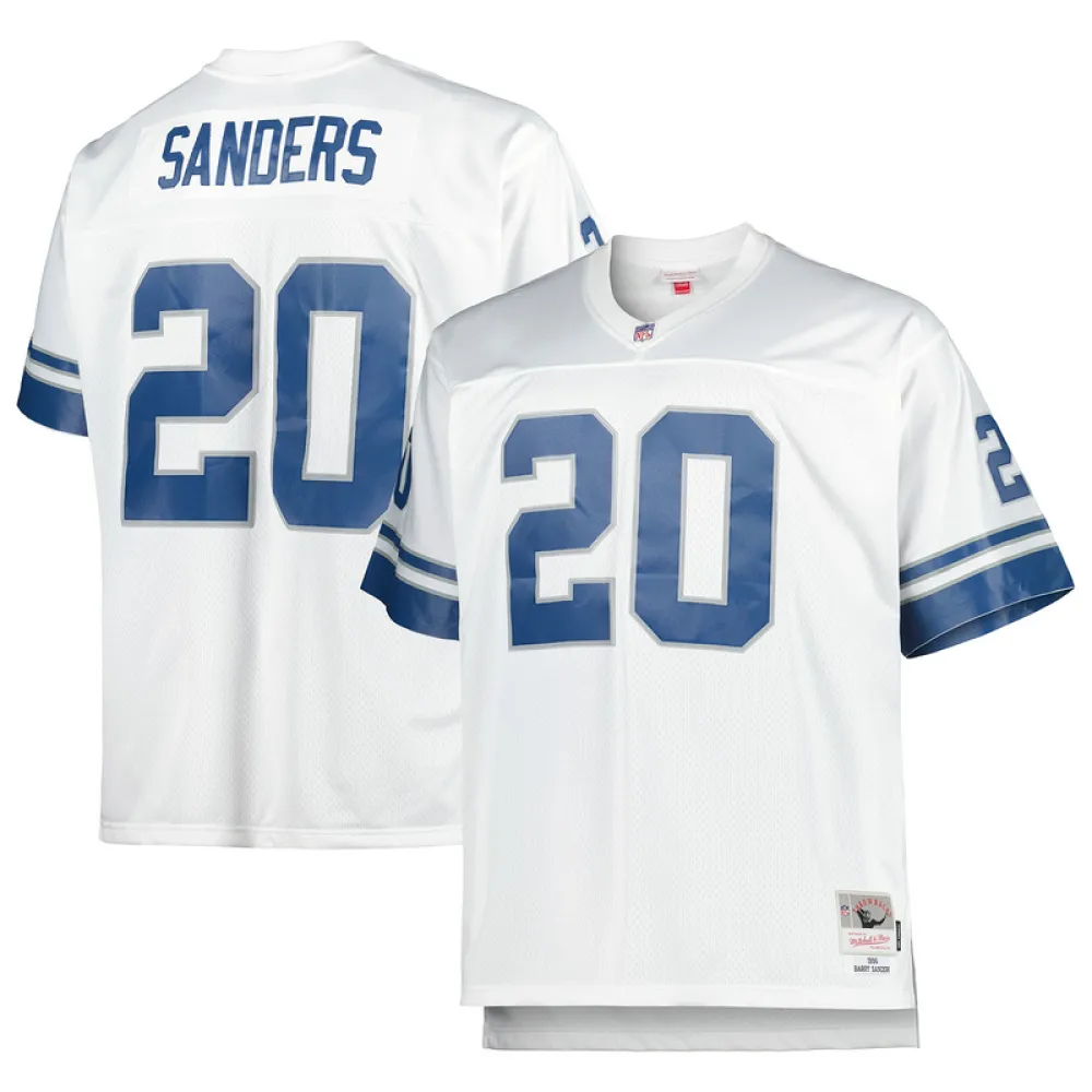 Men's Barry Sanders White Big & Tall 1996 Retired Player Replica Jersey