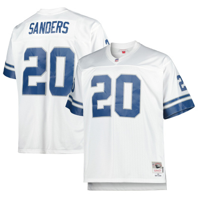 Men's Barry Sanders White Big & Tall 1996 Retired Player Replica Jersey 01
