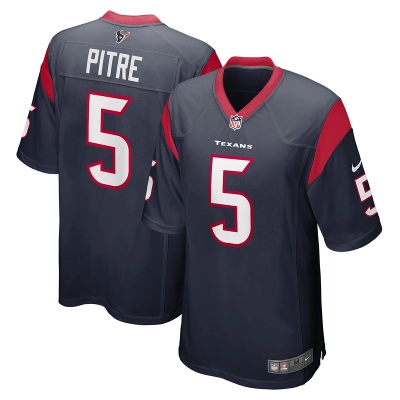 Men's Houston Texans Jalen Pitre Navy Game Player Jersey 01