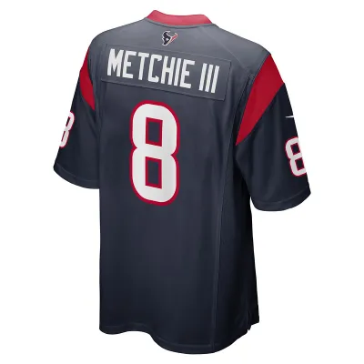 Men's Houston Texans John Metchie III Navy Game Player Jersey 02