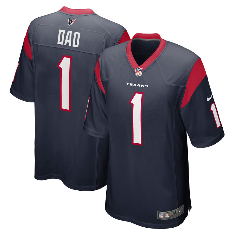 Men's Houston Texans Number 1 Dad Navy Game Jersey