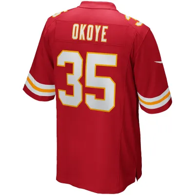 Men's Kansas City Chiefs Christian Okoye Red Game Retired Player Jersey 02