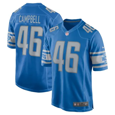 Men's Detroit Lions Jack Campbell Blue 2023 NFL Draft First Round Pick Game Jersey 01