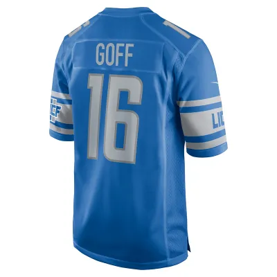 Men's Detroit Lions Jared Goff Blue Player Game Jersey 02