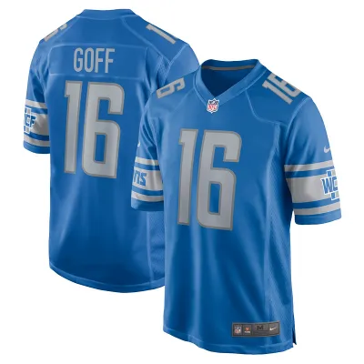 Men's Detroit Lions Jared Goff Blue Player Game Jersey 01