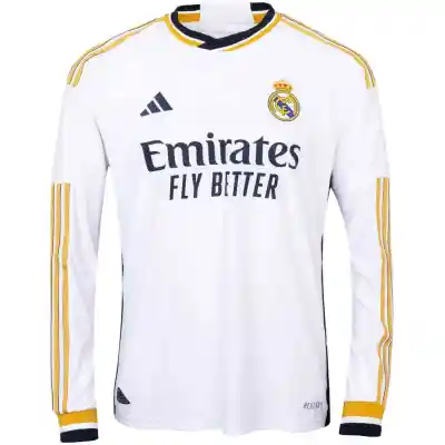 Men’s Real Madrid 2023/24 Home Replica Long Sleeve Soccer Jersey 01