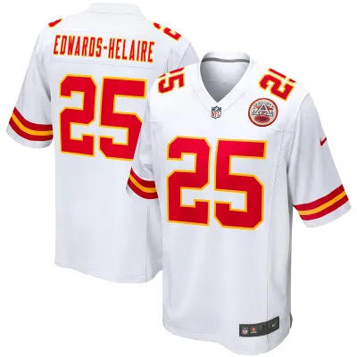 Men's Kansas City Chiefs Clyde Edwards-Helaire White Game Jersey 01