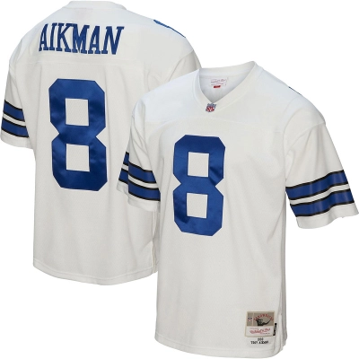 Men's Dallas Cowboys Troy Aikman White Legacy Replica Jersey 01