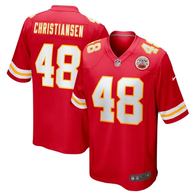 Men's Kansas City Chiefs Cole Christiansen Red Game Player Jersey 01