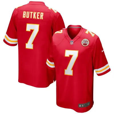 Men's Kansas City Chiefs Harrison Butker Red Game Jersey 01