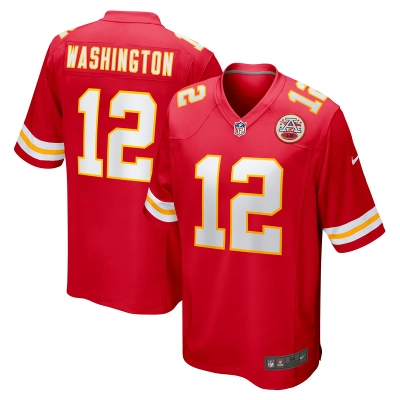 Men's Kansas City Chiefs Montrell Washington Red Team Game Jersey 01