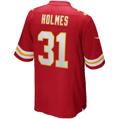 Men's Kansas City Chiefs Priest Holmes Red Game Retired Player Jersey 02
