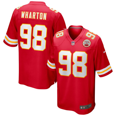 Men's Kansas City Chiefs Tershawn Wharton Red Game Jersey 01