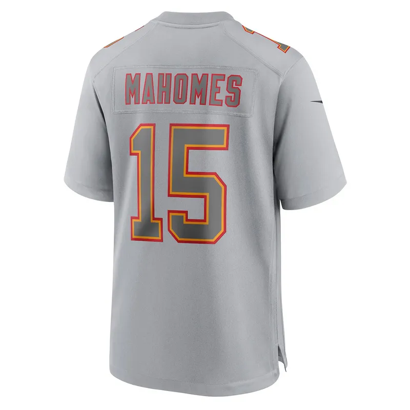 Men's Kansas City Chiefs Patrick Mahomes Gray Super Bowl LVIII Atmosphere Fashion Game Jersey