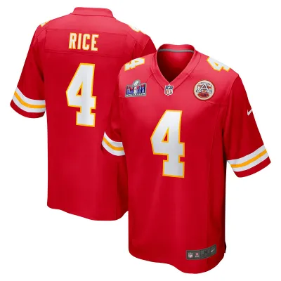 Men's Kansas City Chiefs Rashee Rice Red Super Bowl LVIII Game Jersey 01