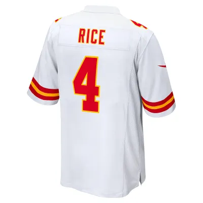 Men's Kansas City Chiefs Rashee Rice White Game Jersey 02