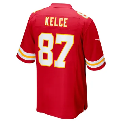 Men's Kansas City Chiefs Travis Kelce Red Super Bowl LVIII Game Jersey 02