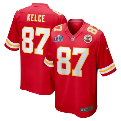 Men's Kansas City Chiefs Travis Kelce Red Super Bowl LVIII Game Jersey 01