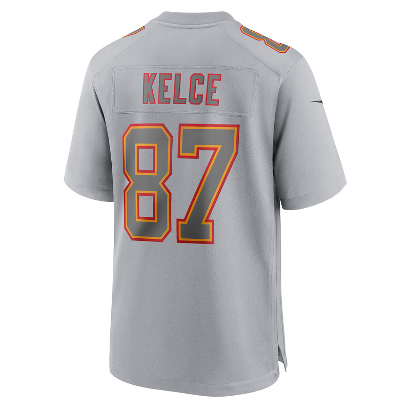 Men's Kansas City Chiefs Travis Kelce Gray Super Bowl LVIII Atmosphere Fashion Game Jersey