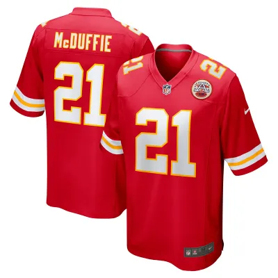 Men's Kansas City Chiefs Trent McDuffie Red Player Game Jersey 01