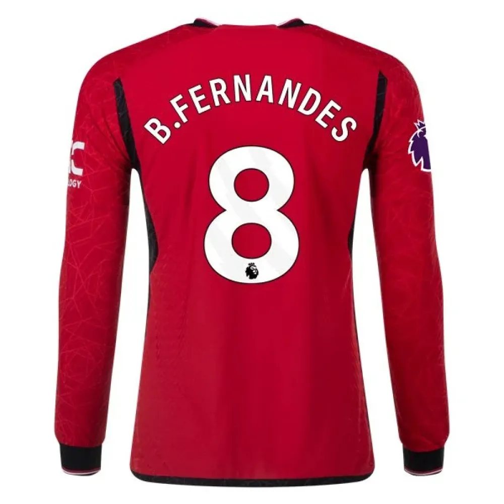 Premier League B. Fernandes Manchester United Long Sleeve Home Jersey 23/24
