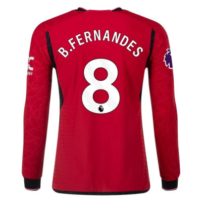 Premier League B. Fernandes Manchester United Long Sleeve Home Jersey 23/24 01