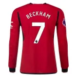 Premier League David Beckham Manchester United Long Sleeve Home Jersey 23/24